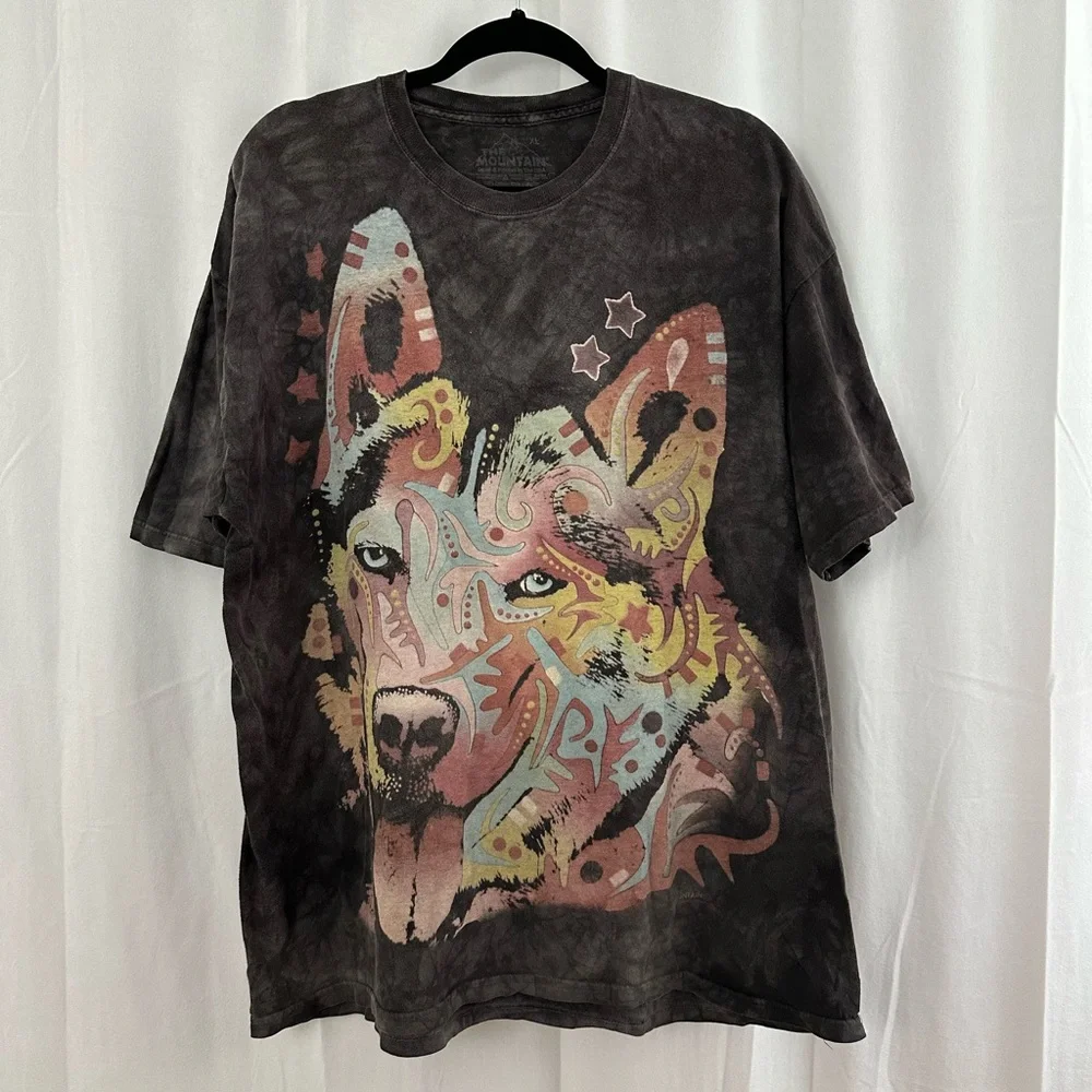 The Mountain Colorful Husky Dog Tie Dye T-Shirt Mens Size XL